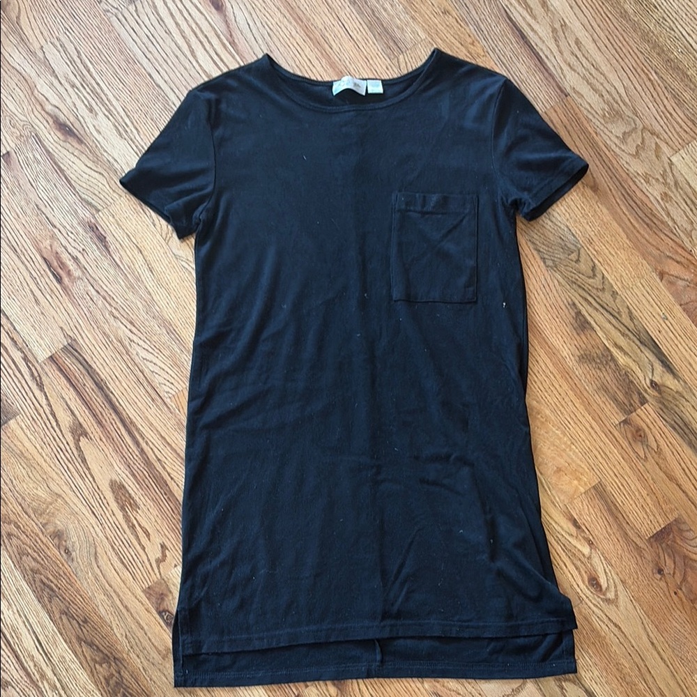 RD Style Black Mini T-Shirt Dress with Chest Pocket